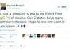 Se disculpa presidente de Israel con EPN